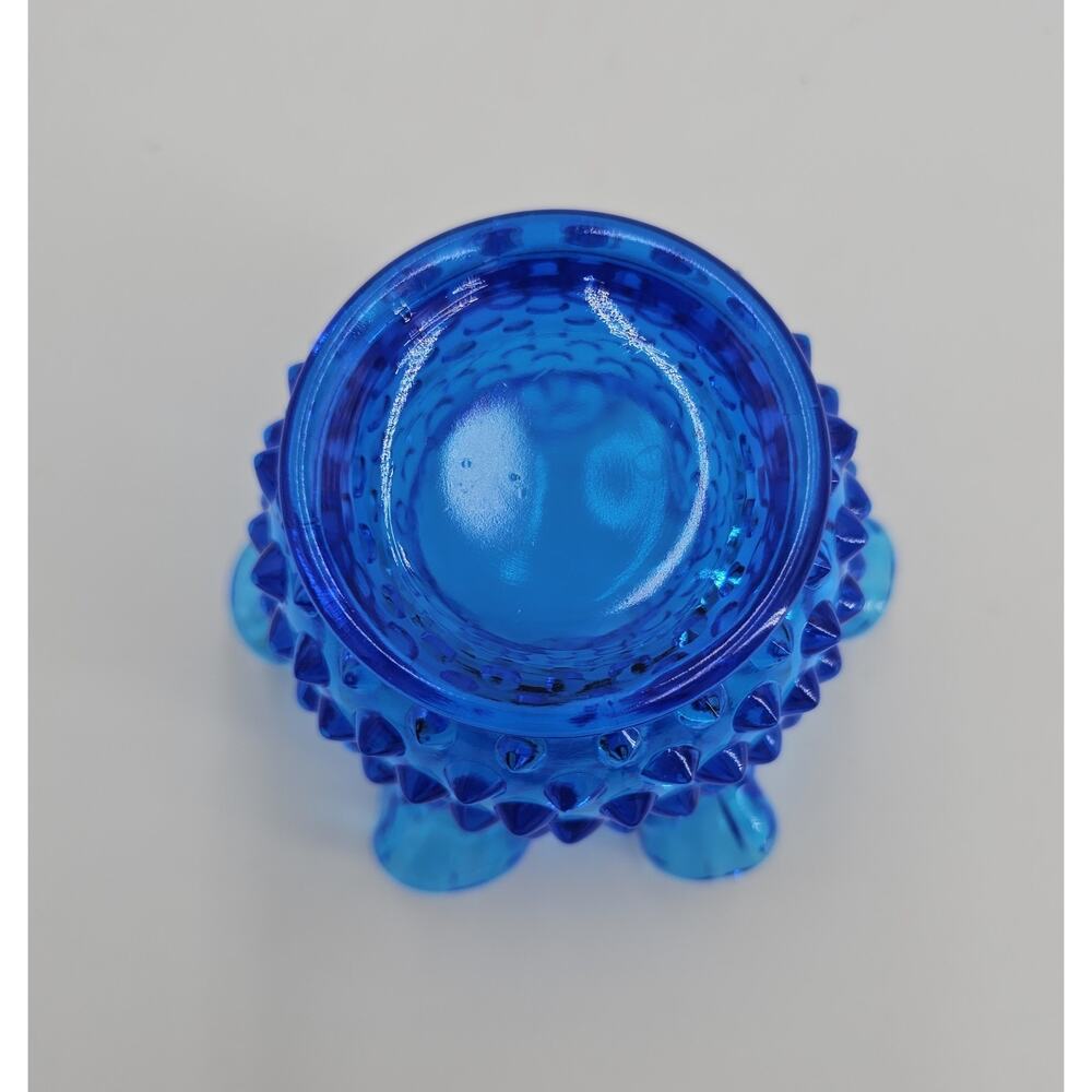 Vintage Fenton Colonial Blue Hobnail 3" Double Crimped Rim Glass Flower Vase - Picture 4 of 8